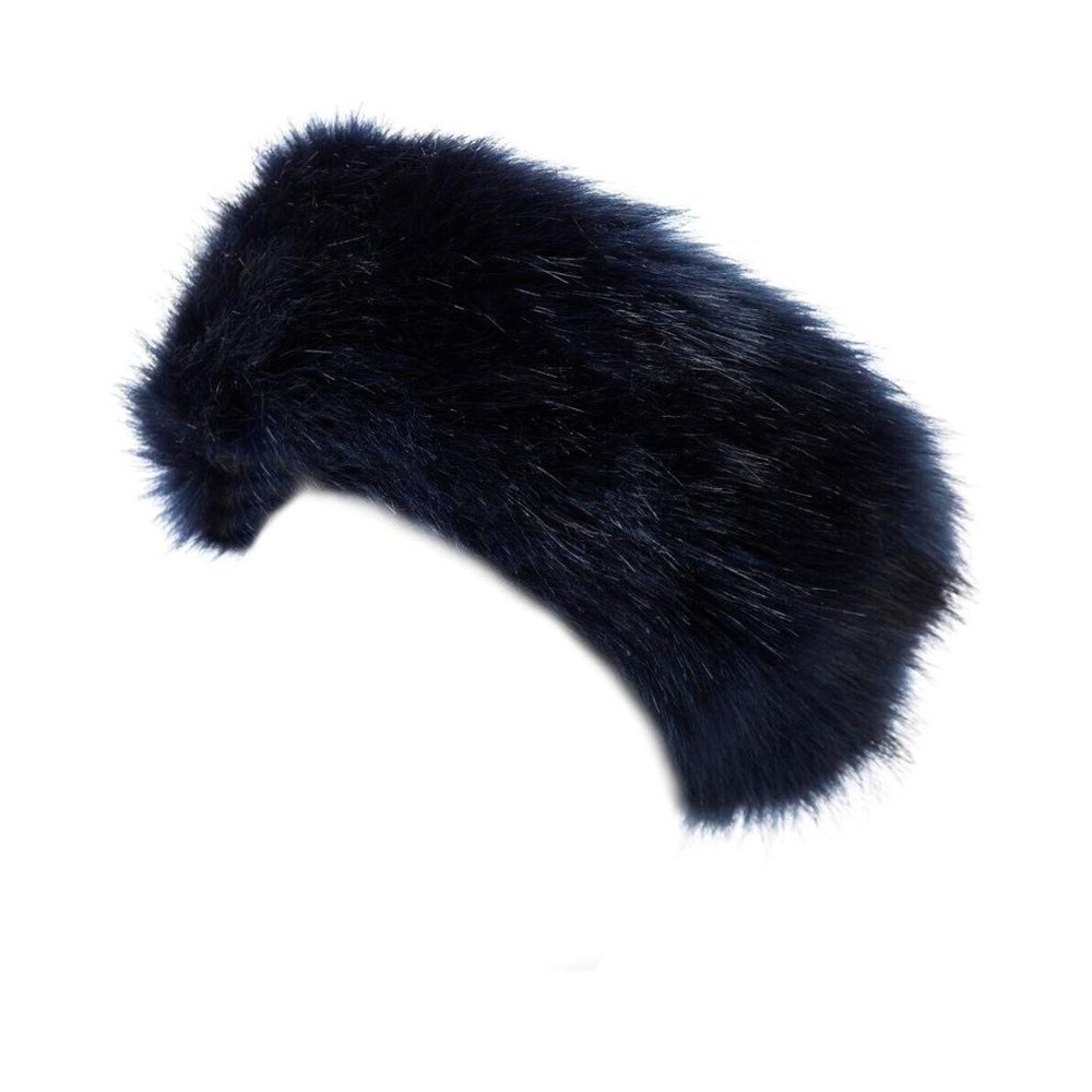The Fur Vault Fox Fur Headband  Size AOS Black Style FOX-82 L403AFA